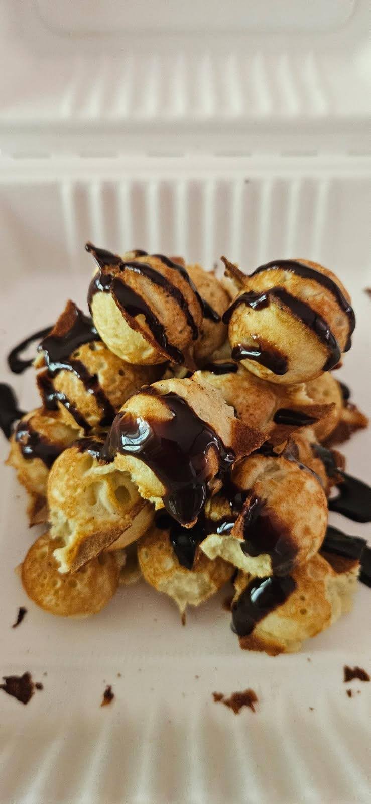 Close-up of waffle with syrup